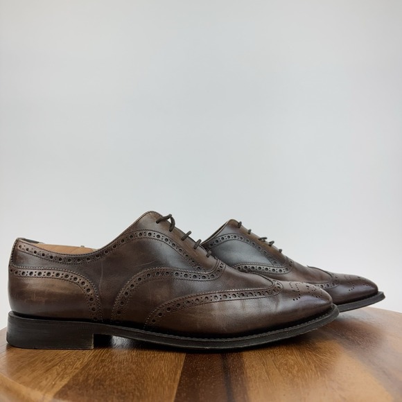 Mens Prada Milano Brown Perforated Leather Wingtip Derby Oxfords Size US 8 - Picture 1 of 7
